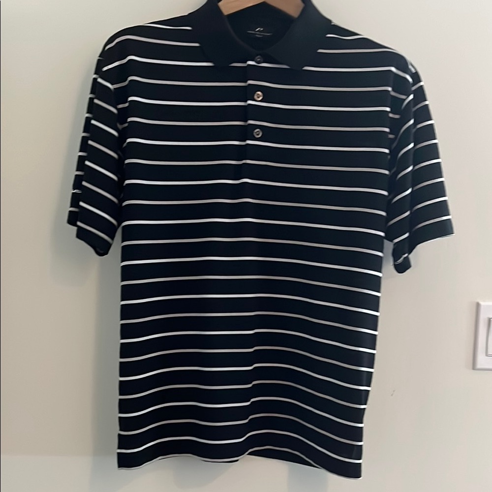 Pro Player Black and White Polo Shirt Nautical Stripes